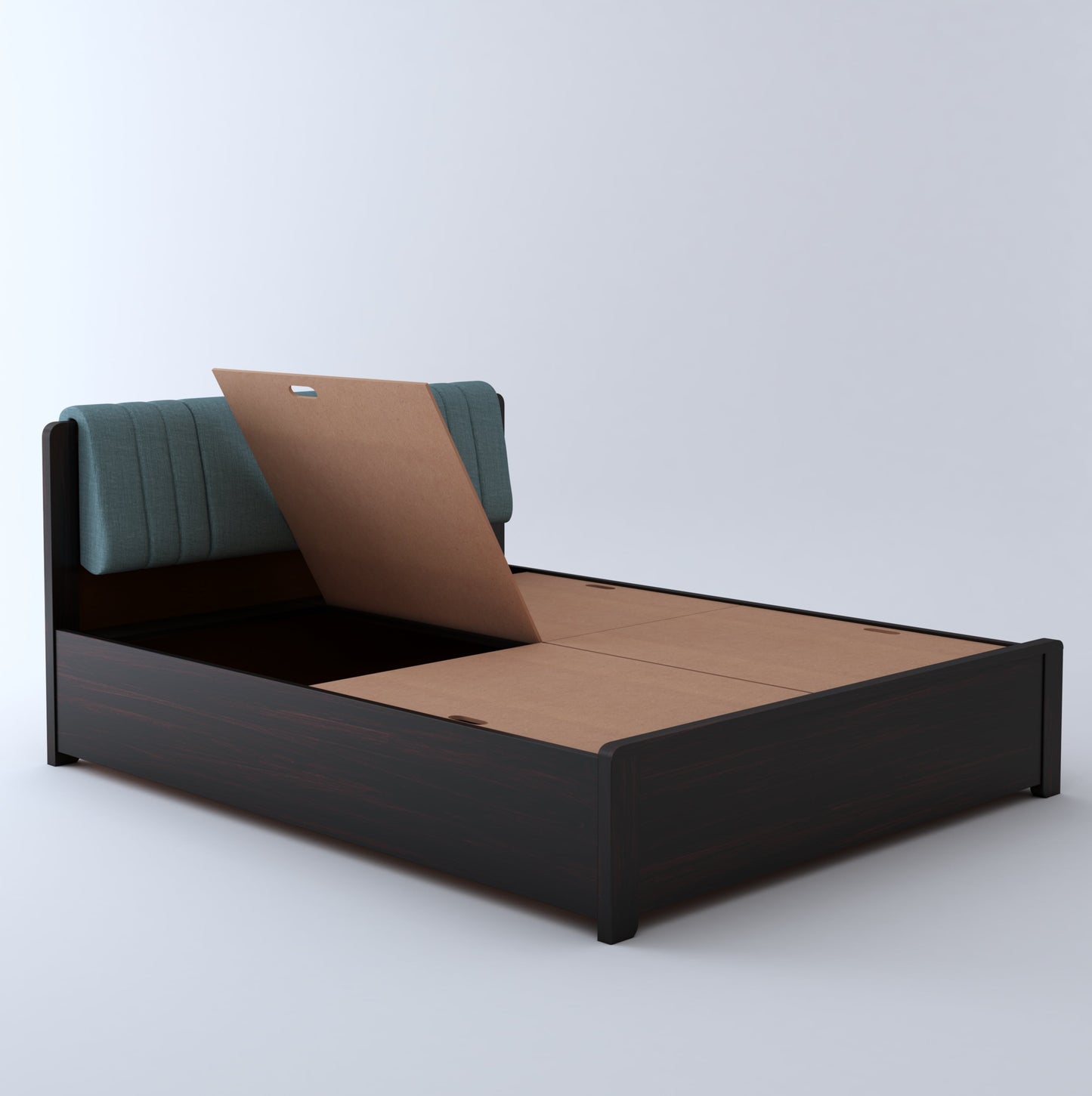 Lannister Aqua Queen Box Storage Bed-Mahogany