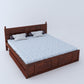 Home Edge Sheesham Wood Joplin Queen Side Drawer Storage Bed-Mahogany