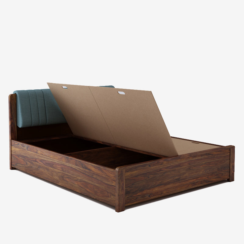 Lannister Aqua Queen Box Storage Bed-Teak