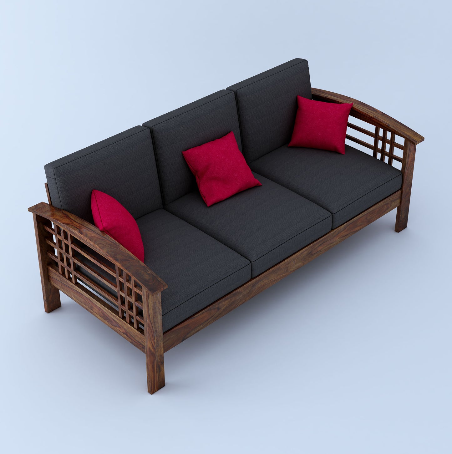 Adelone Wooden 3 Seater Sofa-Teak
