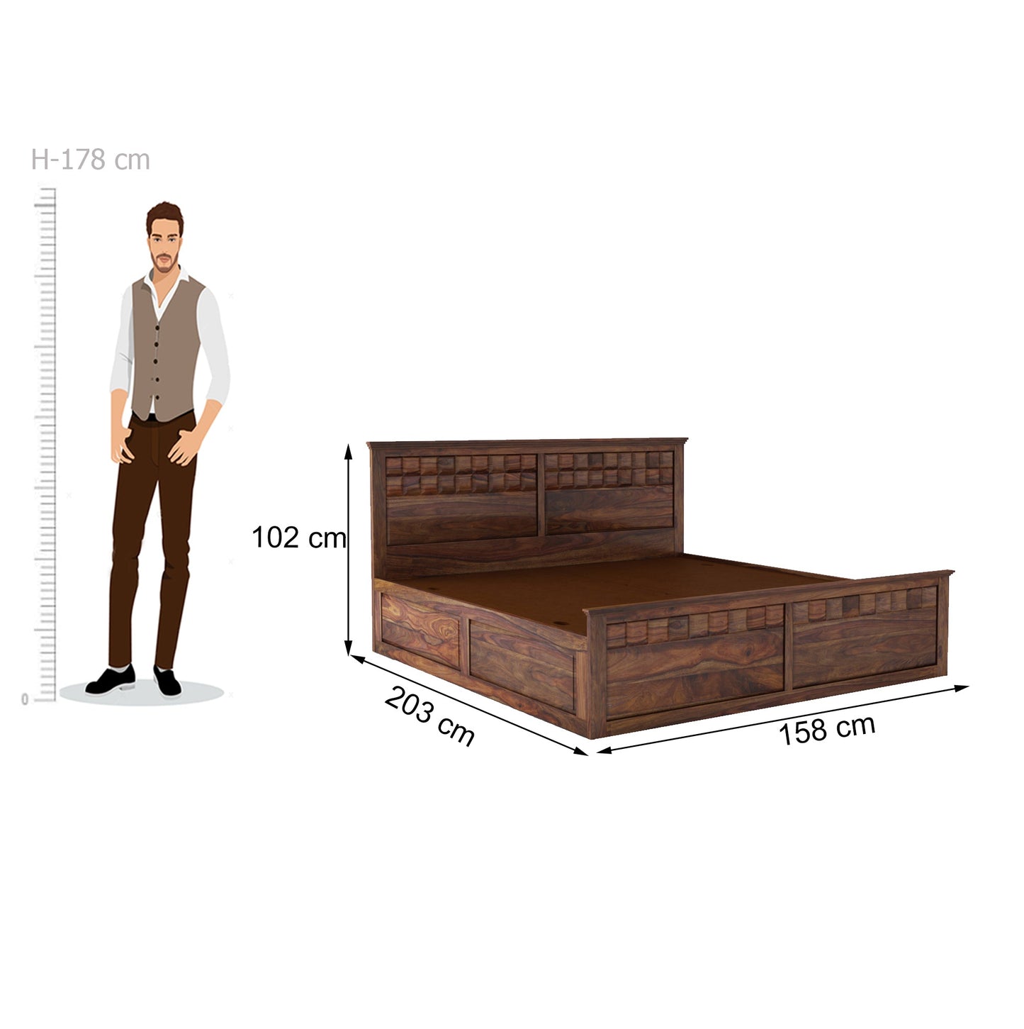 Home Edge Torpedo Queen Size Bed with Box Storage