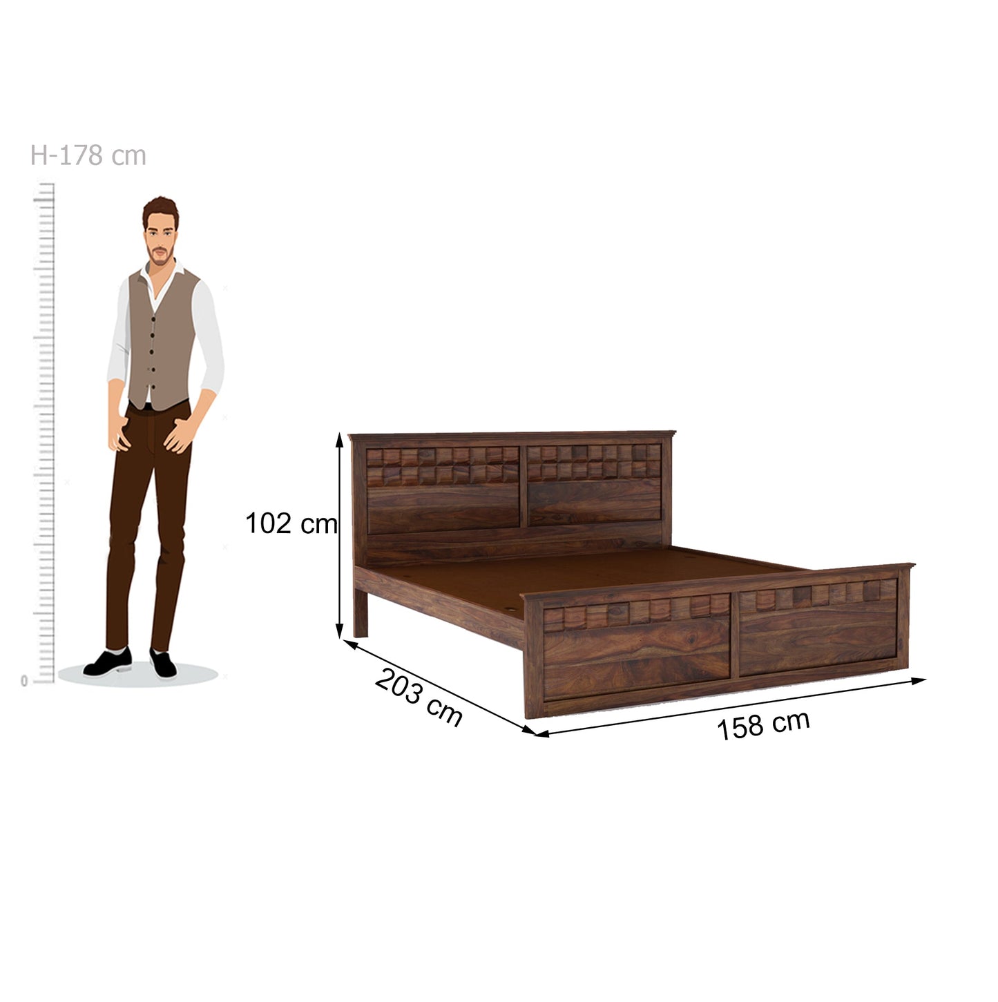 Home Edge Torpedo Queen Size Bed Without Storage