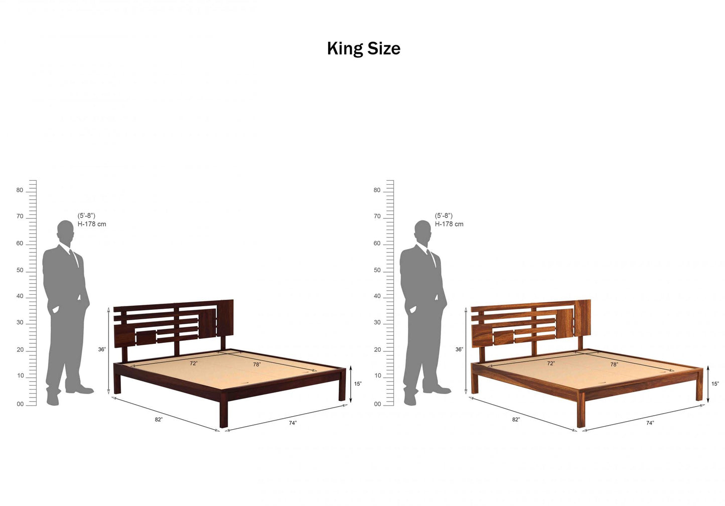 Giza King Without Storage Bed-Teak