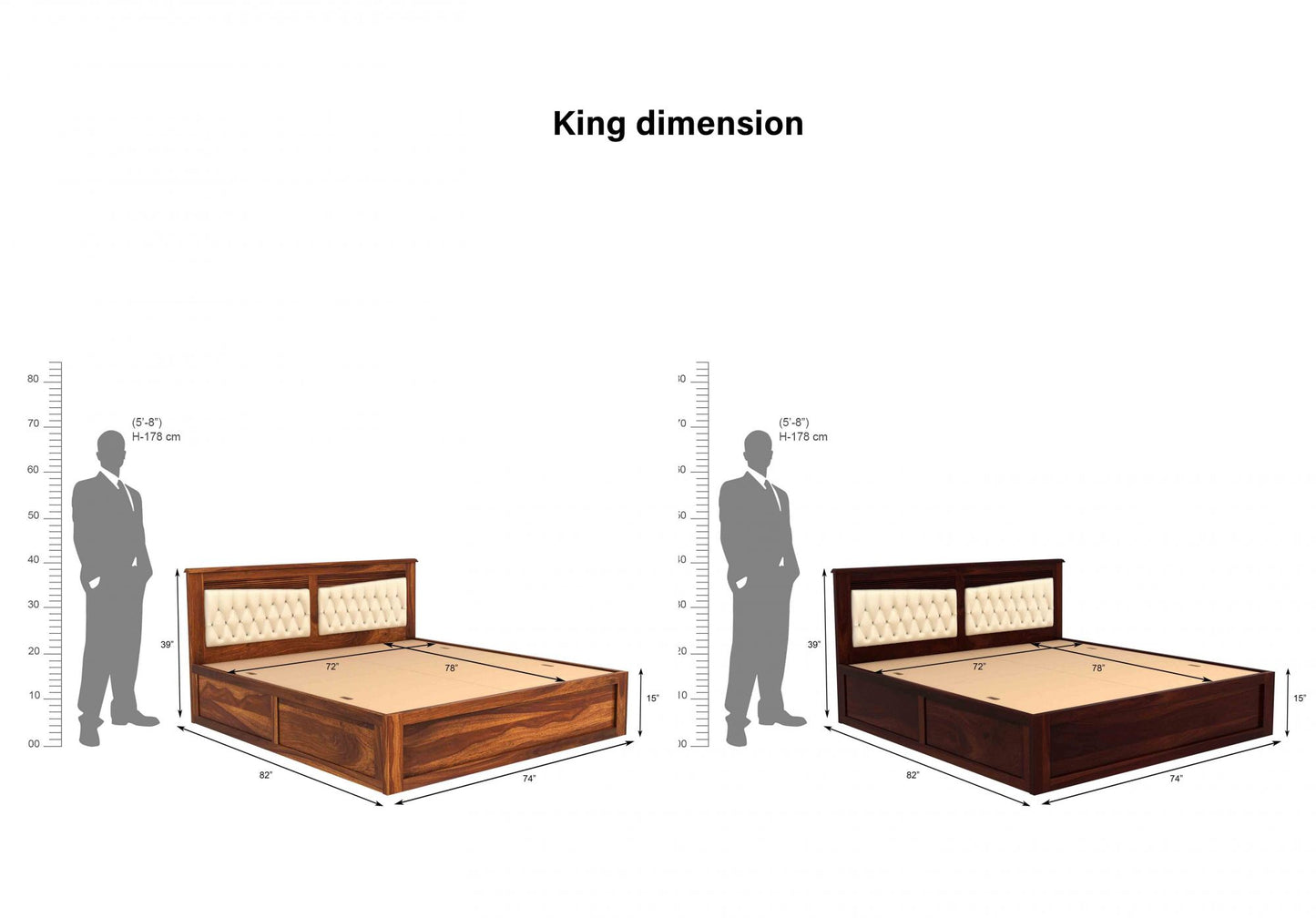 Admire King Box Storage Bed-Walnut