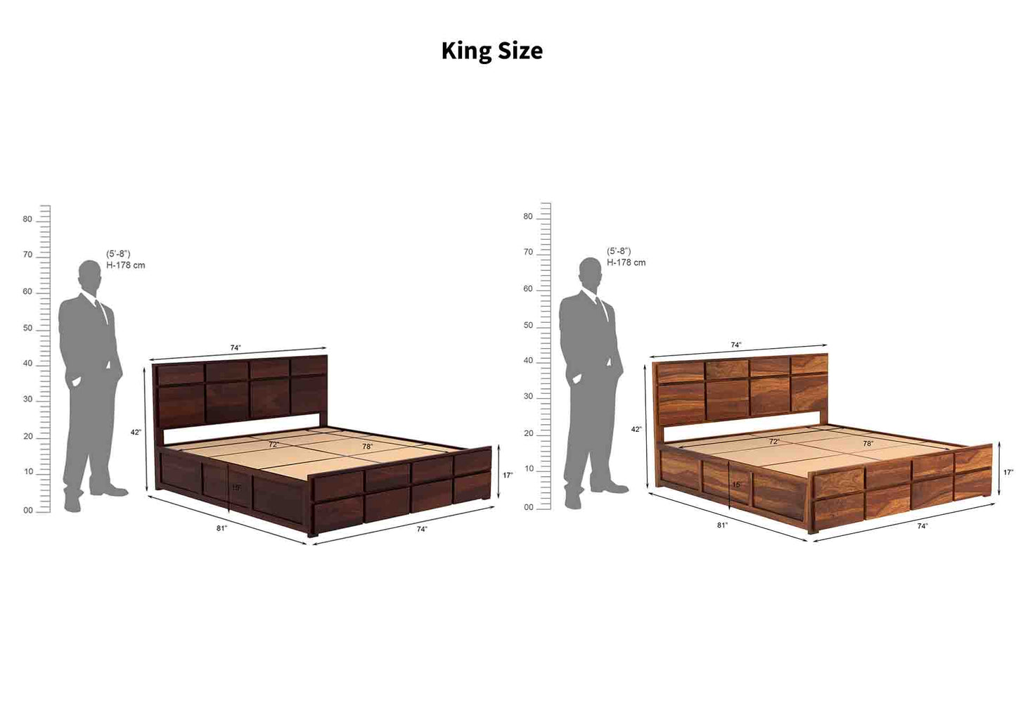 Linux King Box Storage Bed-Walnut