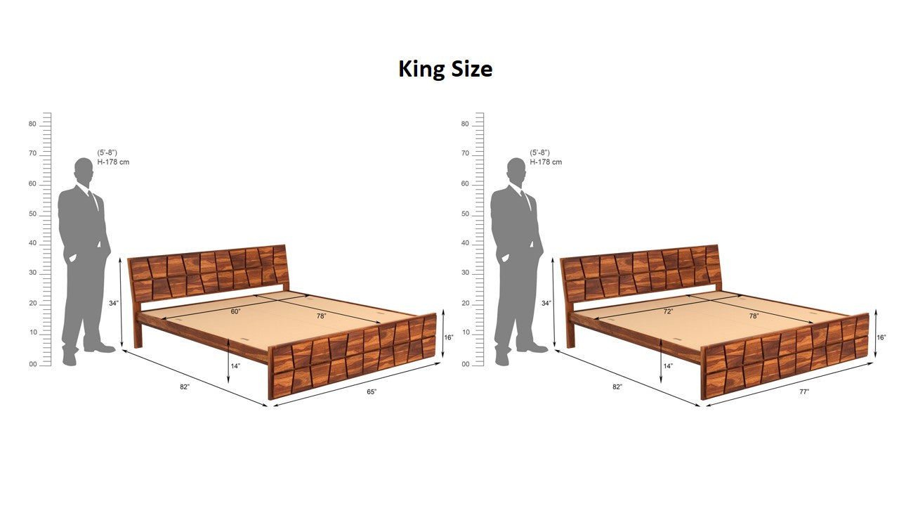 Honken King Without Storage Bed-Teak